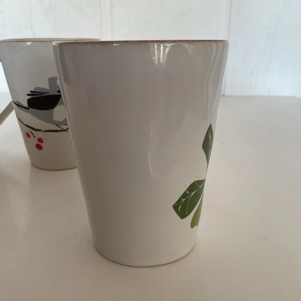 Crate & Barrel Marin Winter Birds Mug Set of three